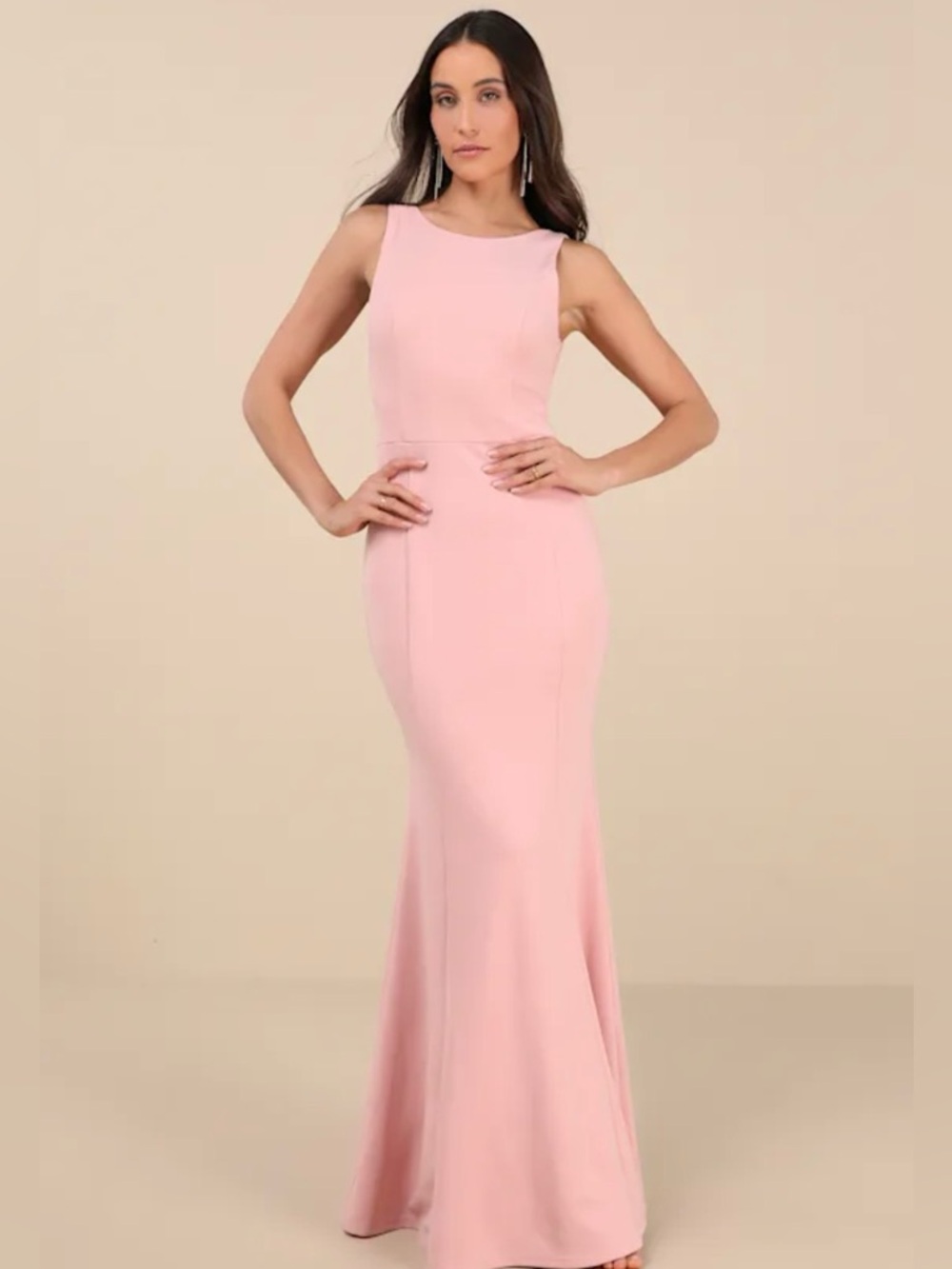 Lulus Maike Pink Cowl Back Mermaid Maxi Dress XS NWT